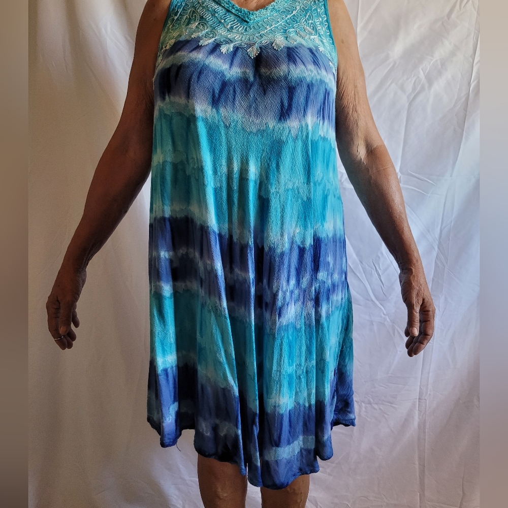 Free Style Light Blue and Turquoise Summer Dress